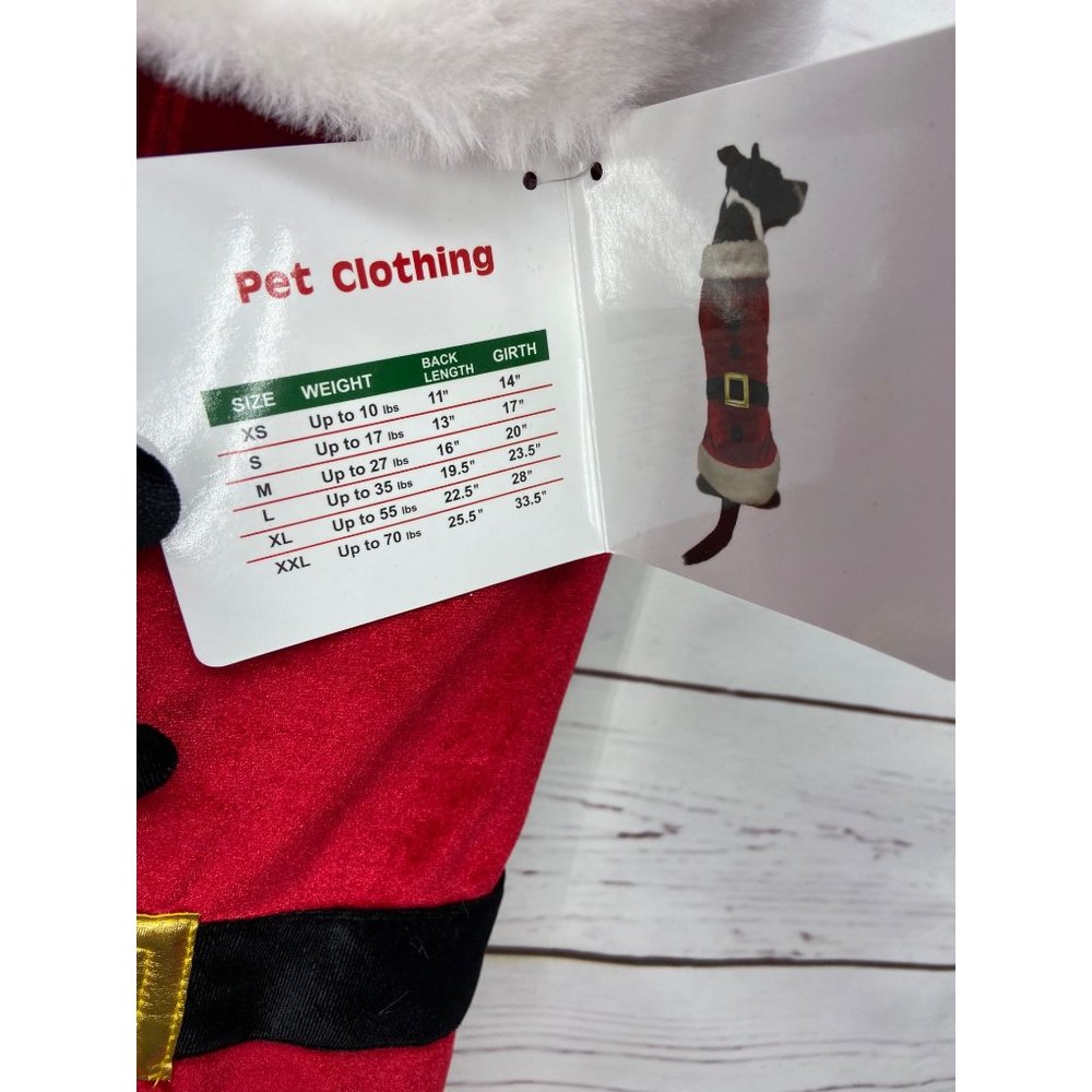 Furry Bright Red White Santa Suit Christmas Dress Up Clothes Dog Size M NWT - Picture 6 of 7